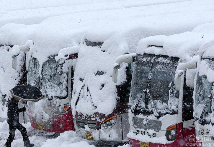 韩国东海岸地区连续六天降大雪