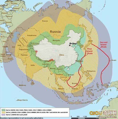 [多图]美国发表的解放军兵力武器分布图 常规导弹覆盖范围