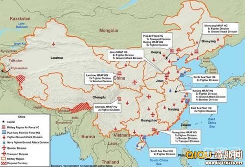 [多图]美国发表的解放军兵力武器分布图 常规导弹覆盖范围