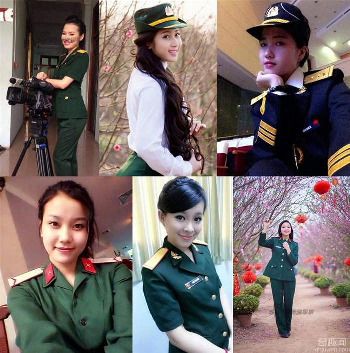 军中的红花 越南女兵都是萌妹子
