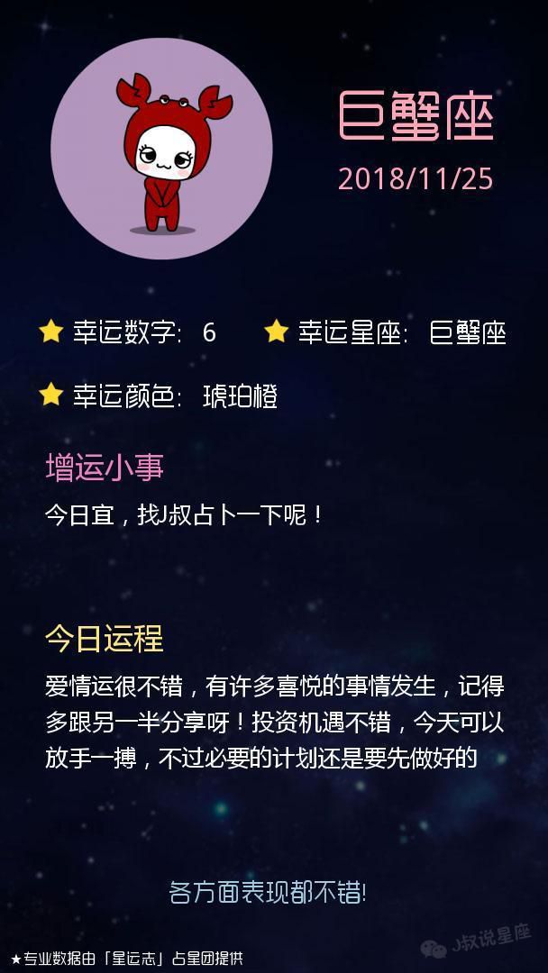 「星座运势」2018-11-25 巨蟹座放手一搏，摩羯座来一个惊喜吧！