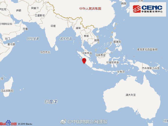 印尼苏门答腊岛南部海域发生6.1级地震