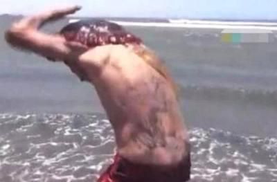 奇闻男子沙滩发现不明生物，将它捉住戴在头上，下一秒悲剧发生了