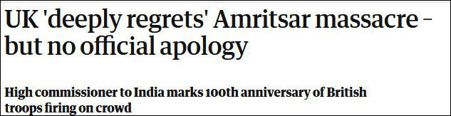 这场大屠杀过去百年，印度还没等到英国一句道歉