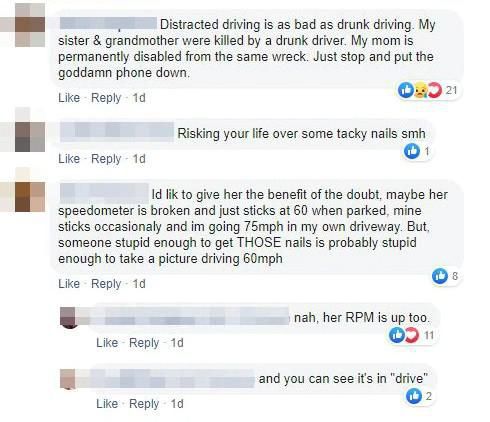英国女司机飙车时秀俗气美甲，网友怒了：把你的手机放下！
