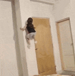 爆笑GIF趣图:熊孩子，练过飞檐走壁吧！