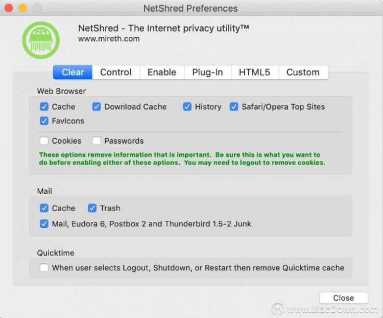 NetShredXformac(浏览器缓存清理软件)v5.7.1