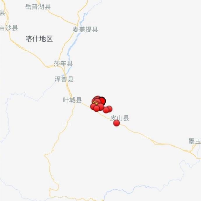 新疆喀什地区叶城县地震连发，最大5.4级左右