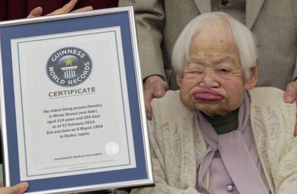 世界上最長壽的人1065歲是烏龍事件：是的(實際年齡106歲)