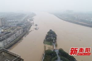 石鼓广场部分景点被淹没衡阳市民游玩需小心