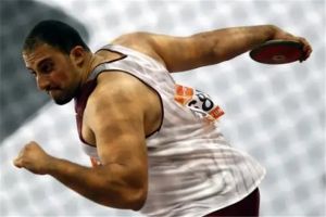 男子鐵餅世界紀錄：74.08米（美國運動員舒爾特創造）