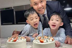 陈建州为8岁双胞胎儿子庆生